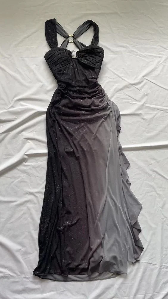 Ombre Grape Purple Chiffon Backless Evening Dress Long Party Prom Gown Y7482