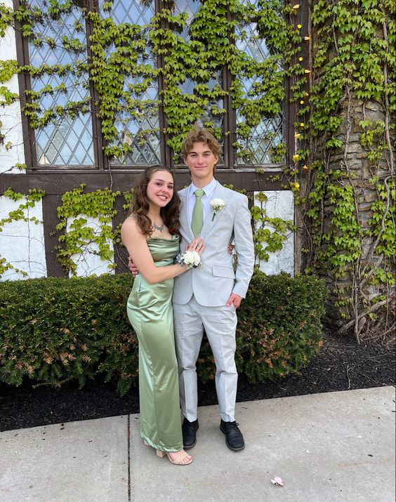 Sage Green Sheath Prom Dress,Simple Evening Dress Y6114