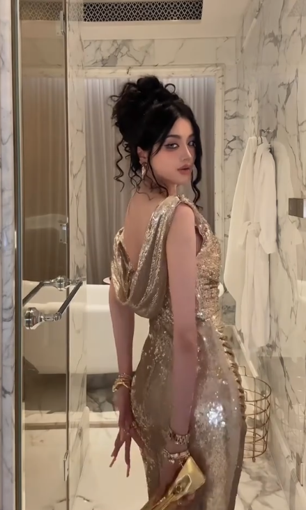 Champagne Off The Sequins Mermaid Prom Dress,Slit Long Prom Dress Y8340