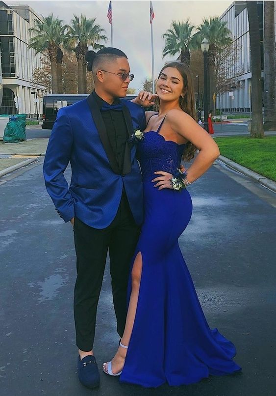 Elegant Royal Blue Mermaid Prom Dress With Split Y6315