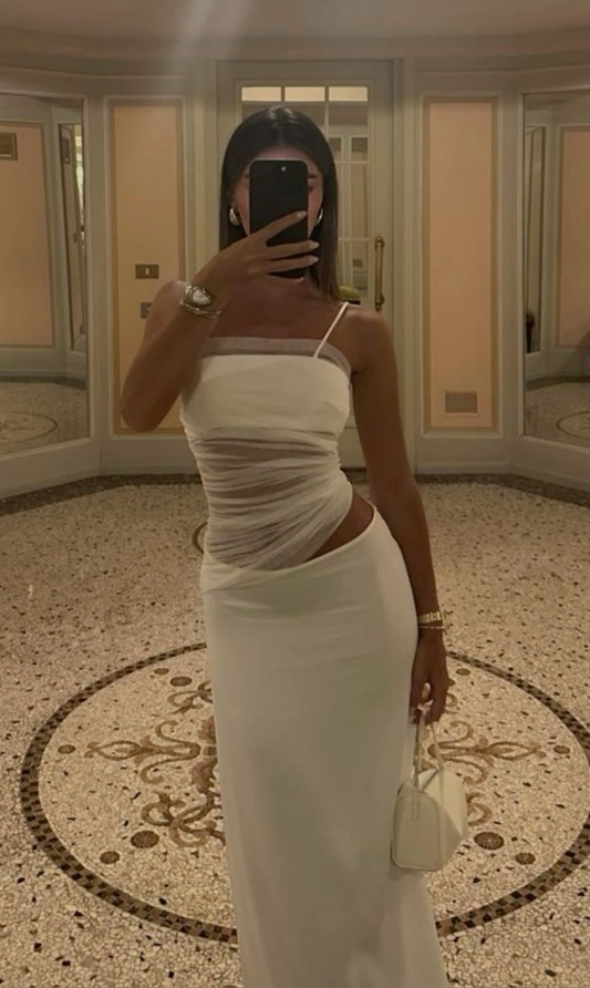 Sexy White Tight Evening Dress, Aesthetic Outfit Dress Y4664