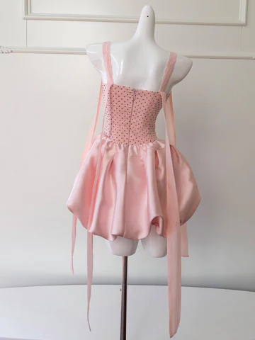 Sweet Polka Dot Pink Corset A Line Short Party Homecoming Dress Y8820