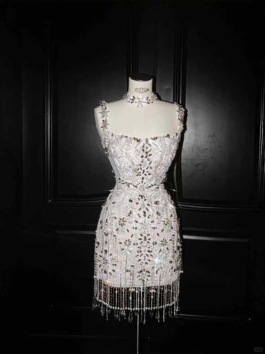 Luxurious Sequin Beaded Sheath Cocktail Dress Short Homecoming Dress Birthday Outfits Y9339