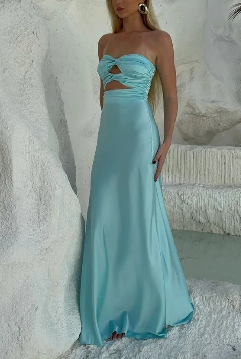 Sexy Strapless A Line Prom Dress Long Party Evening Dress Y7494
