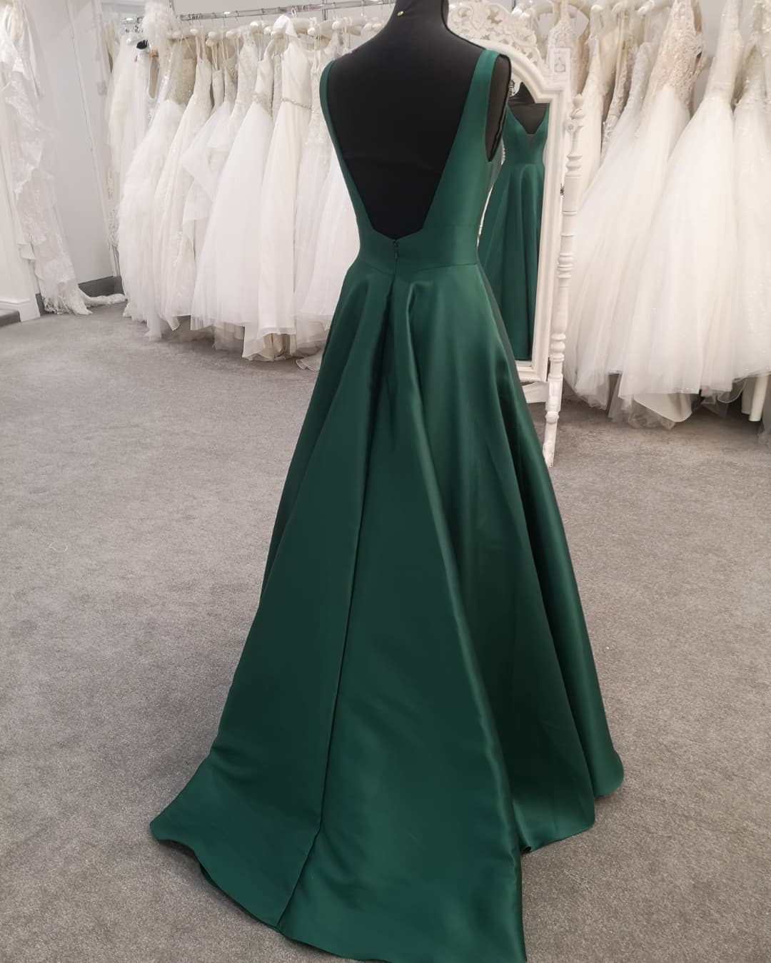 Simple Green Satin A-line Long Prom Dress,Graduation Dress,Formal Gown Y1165