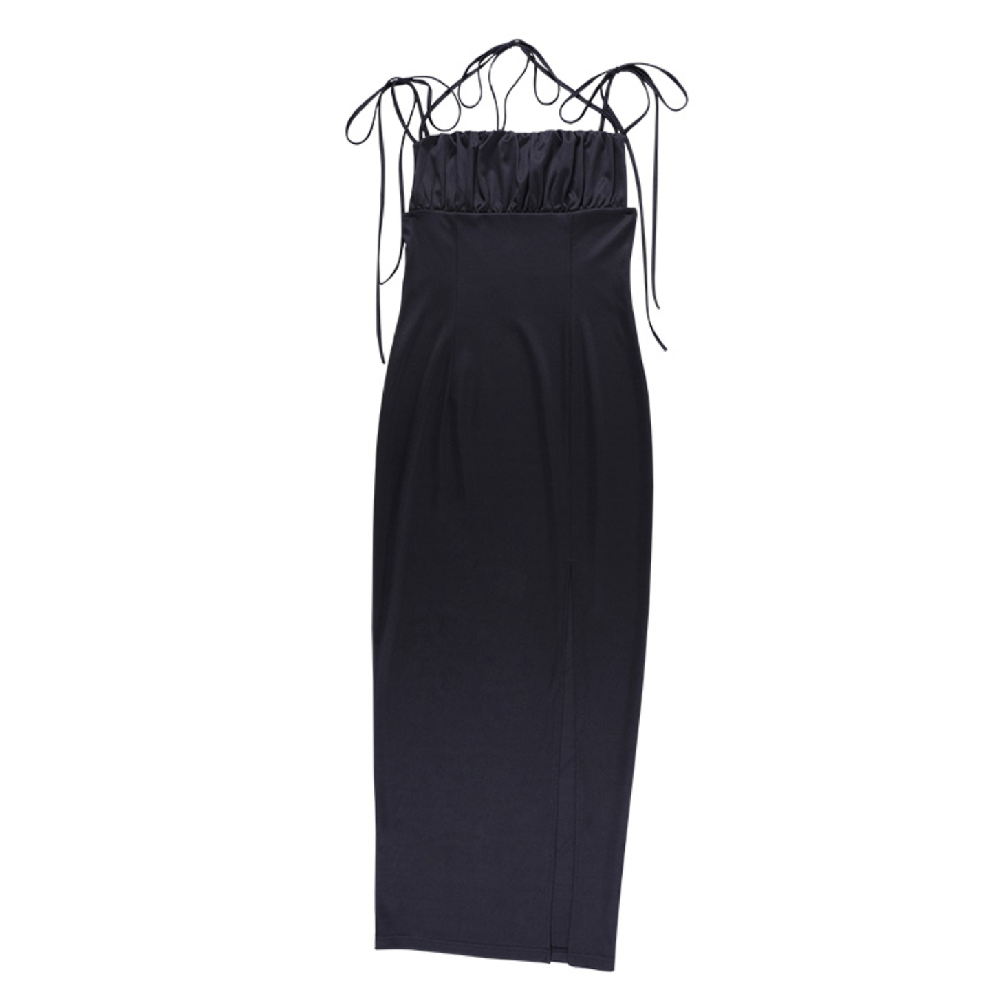Elegant Black Spaghetti Straps Long Prom Dress With Split,Sexy Prom Gown Y1321