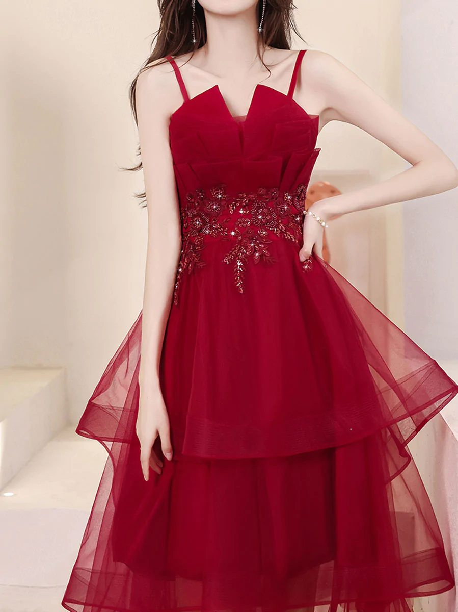 Burgundy High Low Prom Dresses Y258