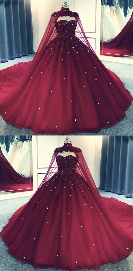 Tulle Ball Gown Prom Dress With Cape S8254