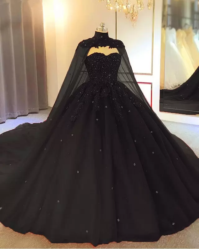 Royal Blue Tulle Ball Gown Prom Dress With Cape S8255