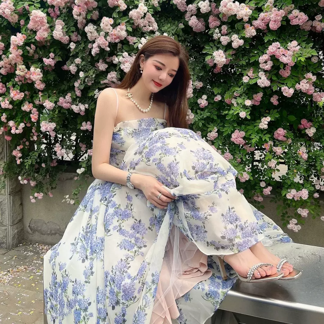 French Floral Dress Women's Summer Dress,Stuuning A-line Long Prom Dress Y1454