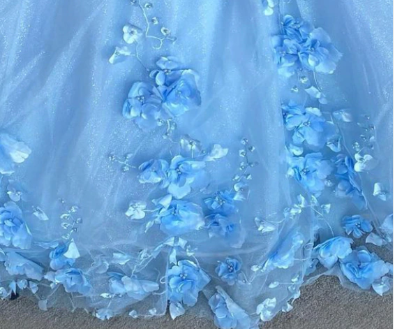 Blue flowers tulle ball gown , chic prom dress S26907