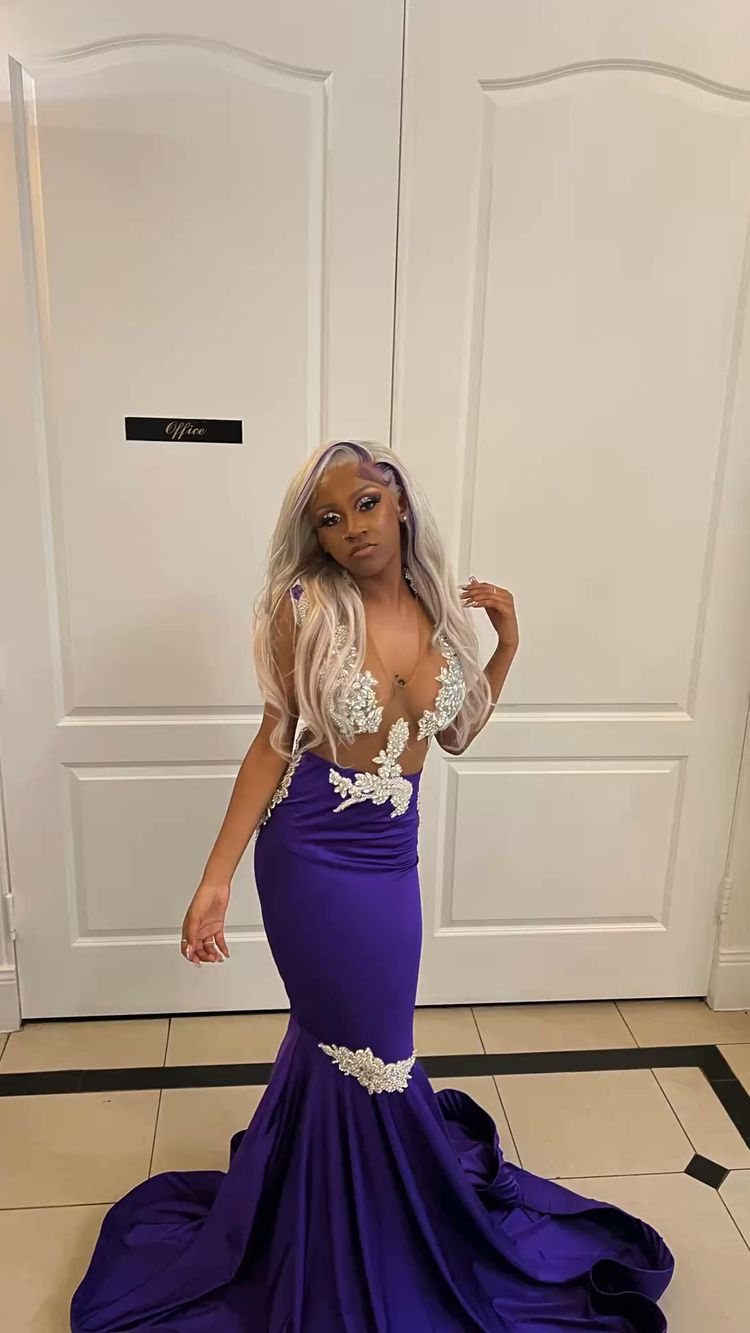 Sexy Purple Mermaid Prom Dress,Charming Evening Dress Y1708