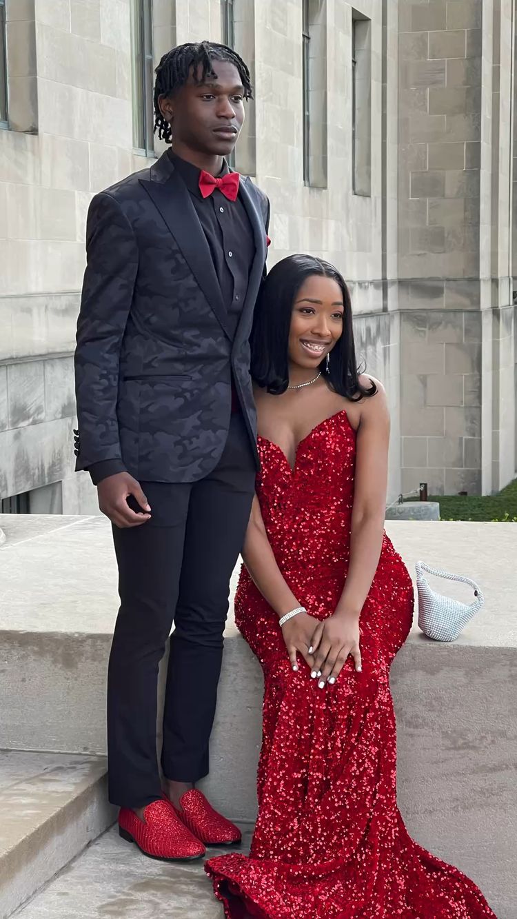 Shiny Mermaid Red Sequin Evening Dress Elegant Formal Gown Y663