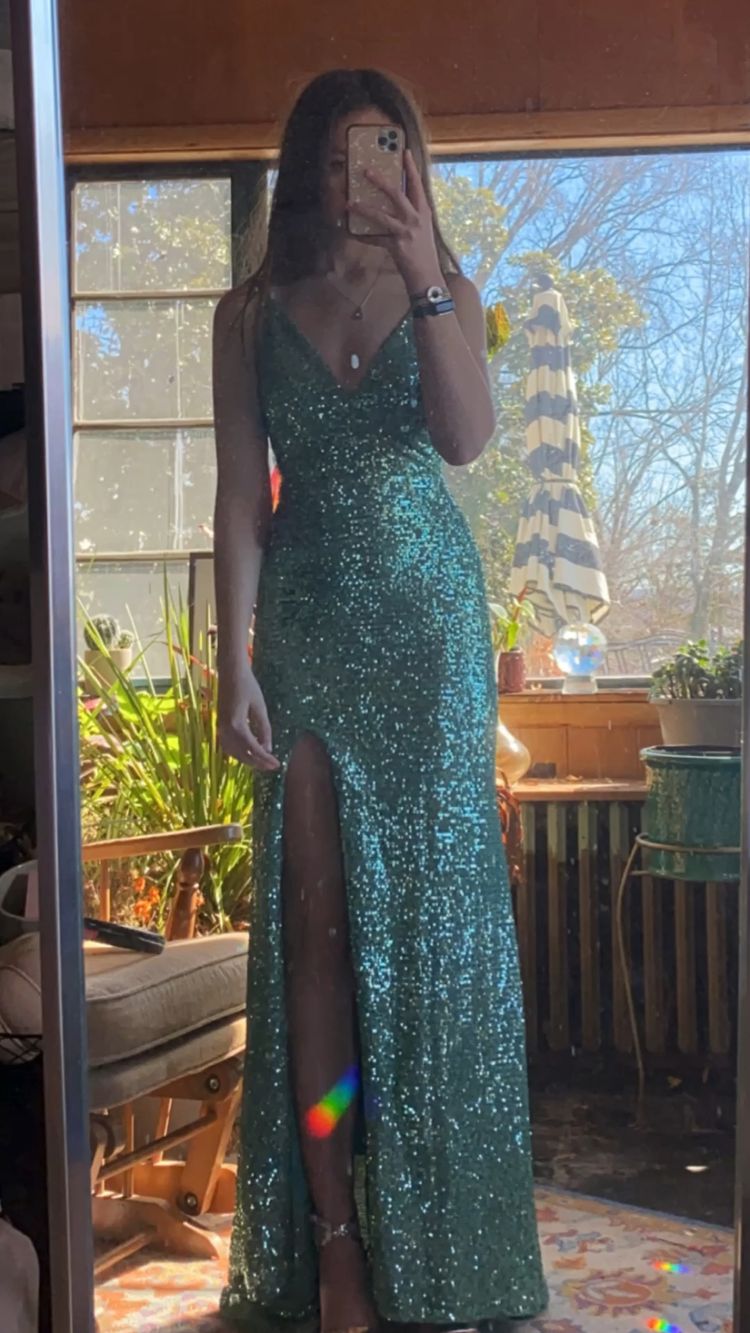 Sparkly Mermaid Green Sequin Prom Dress,Graduation Dress Y1364