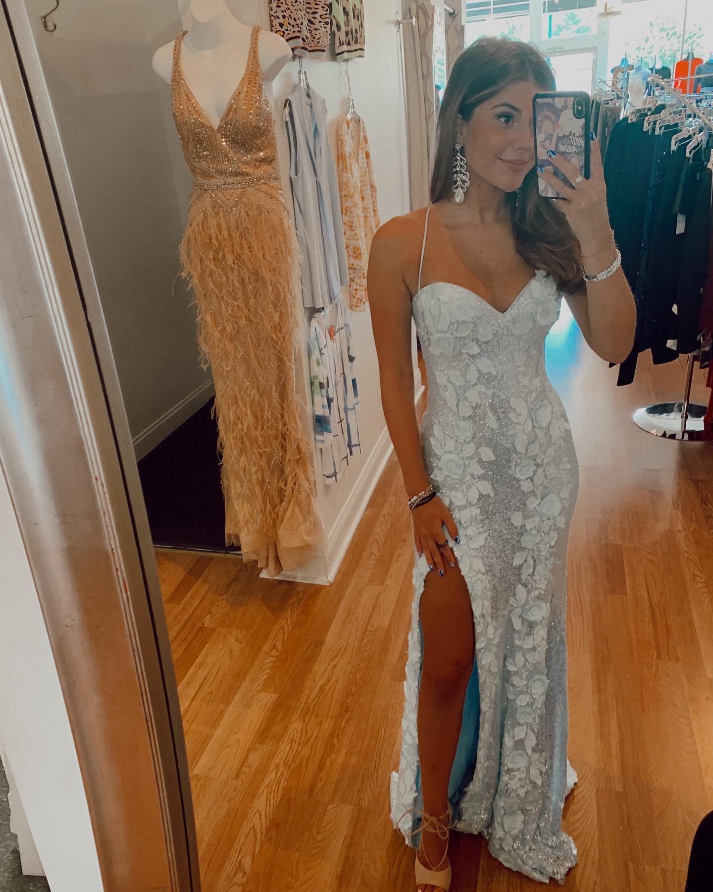 Sparkle Sequin Mermaid Appliques Long Prom Dress Y1251