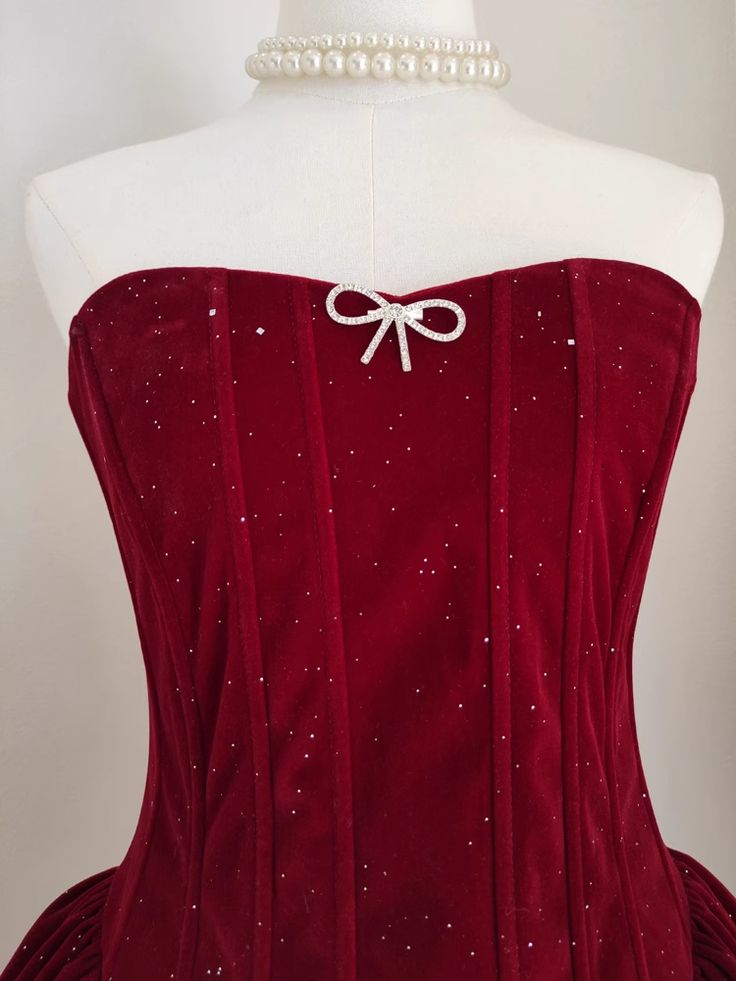 Cute A Line Strapless Burgundy Velvet Ruffles Homecoming Dress Y7972