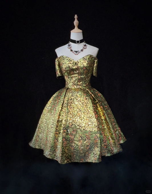 Unique Satin Print Floral A Line Short 8th Grade Homecoming Dress,Off The Shoulder Short Prom Dress SP2899