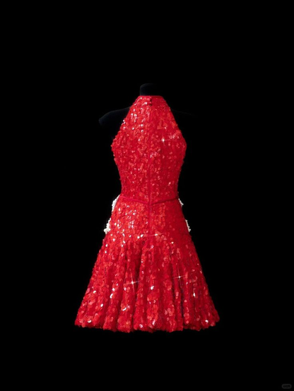 Sparkly Red Sequin A Line Short Homecoming Dress Birthday Dress Y9659