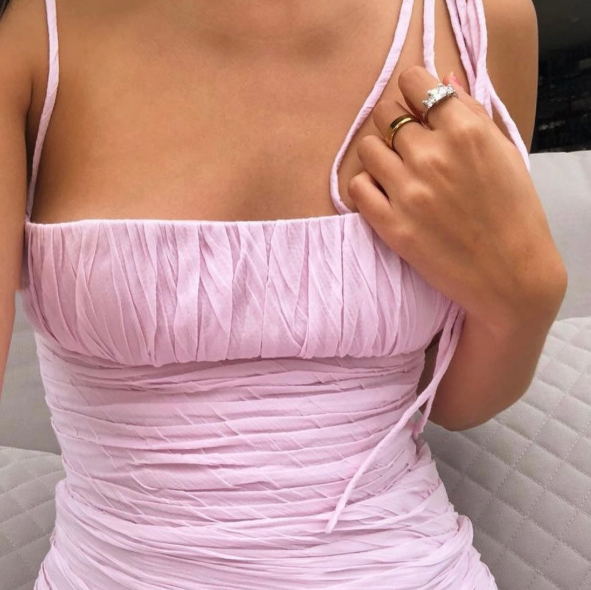 Charming Pink Sheath/Column Prom Dress,Pink Formal Gown with Pleats Y2091
