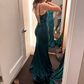 Green Mermaid Long Prom Dress Lace-up Back Y7357