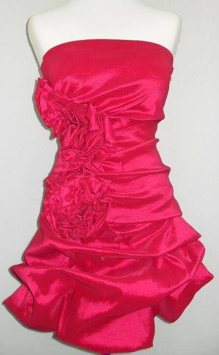 Chic Hot Pink Strapless Satin Pleated Short Homecoming Dress Cocktail Dress SP3464