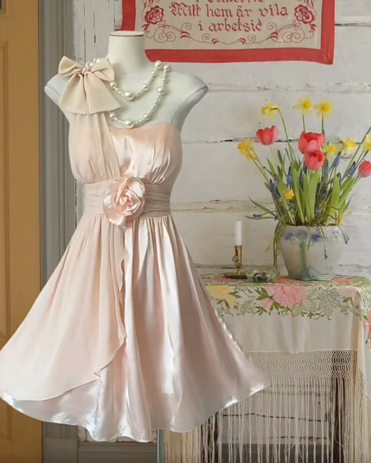 Pretty Pink One Shoulder Chiffon Short Birthday Party Dress Formal Homecoming Dress Y9997