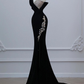 Black Luxurious Velvet Beaded Evening Dress Long Prom Dress Y7675