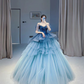 Stunning A-line Gradite Tulle Puffy Ball Gown Y6786