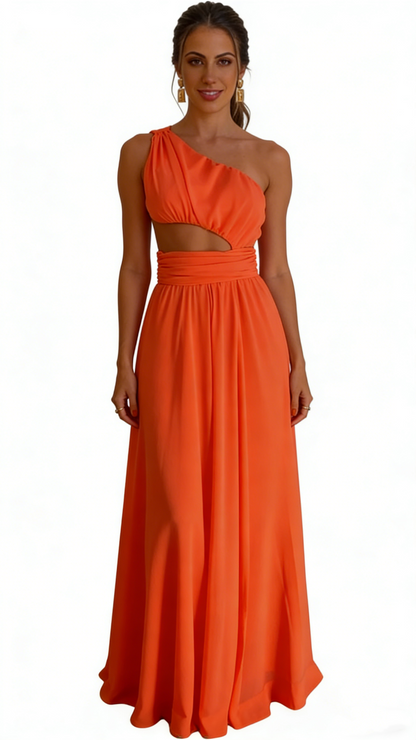Classy Orange Sleeveless Long Prom Dress,Orange Bridesmaid Dress Y4842