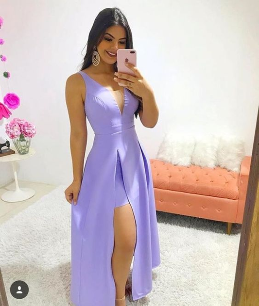 A-Line V-Neck Long Prom Dress Formal Evening Gowns Y7112