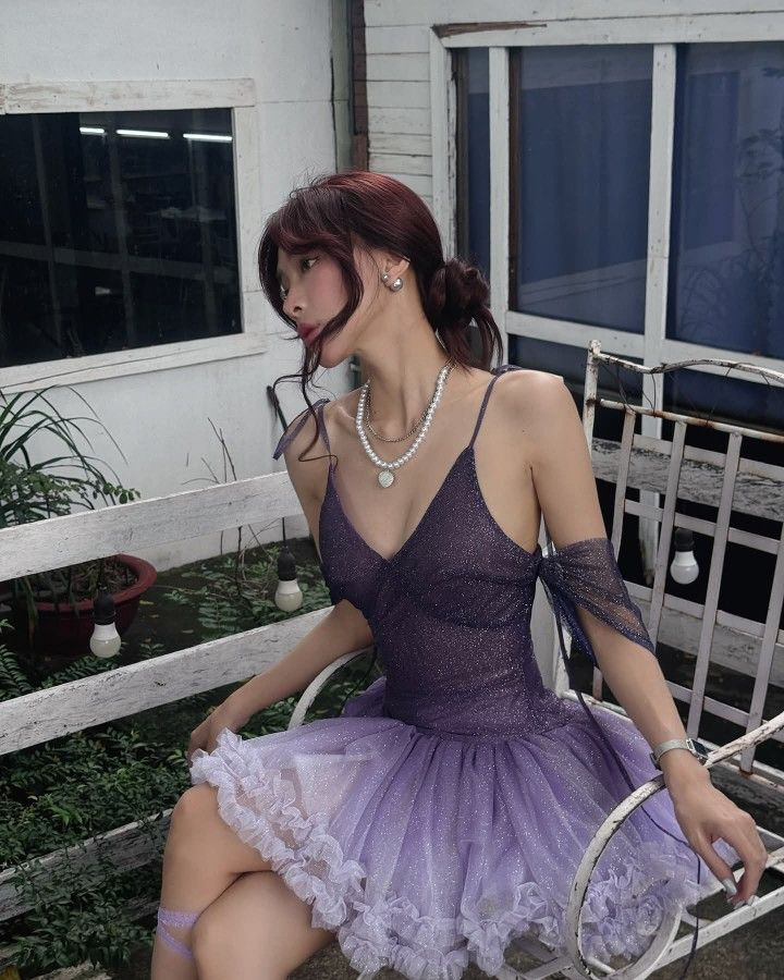 Pretty Spaghetti Straps Ombre Purple Tulle A Line Short Homecoming Dress Birthday Outfits SP39
