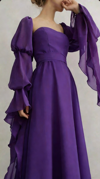 Beautiful Burgundy Vintage Romantic A-line Prom Dress Evening Dress Y2938