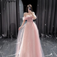 Off The Shoulder Pink Tulle Prom Dress,Pink Fairy Dress Y5974