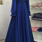 Modest Royal Blue A-line Long Prom Dress,Royal Blue Formal Gown Y6965