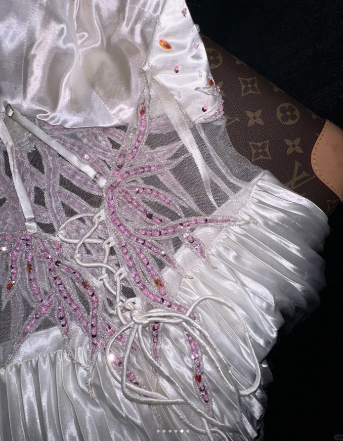 Stylish Silver Gray Spaghetti Straps Satin Pleated Beaded Mermaid Prom Dress Long Evening Dress SP875