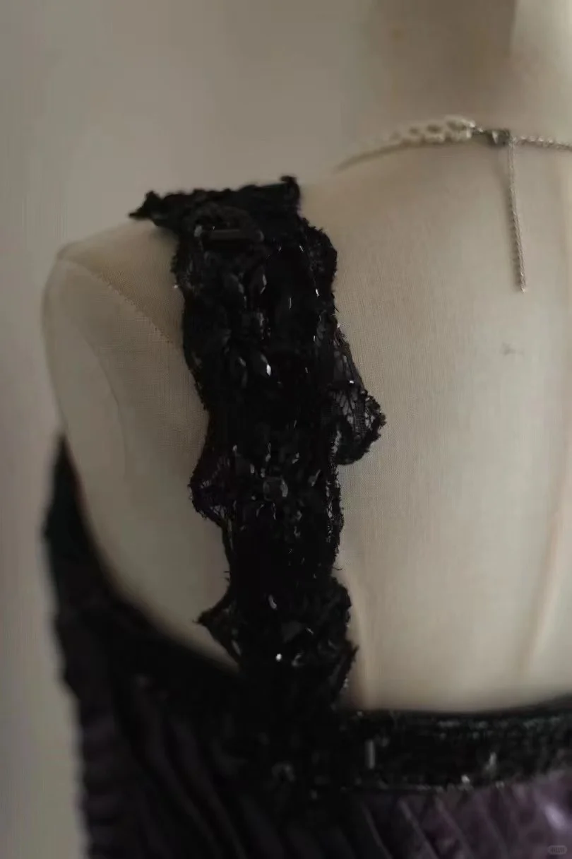 Vintage One Shoulder Purple Satin Beaded Mermaid Party Dress Long Birthday Prom Gown SP752