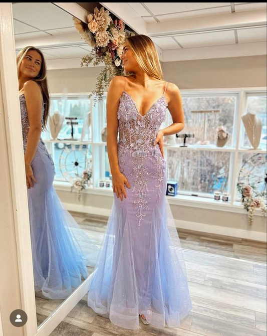 Mermaid Floral Long Prom Dress With Applique Y5899