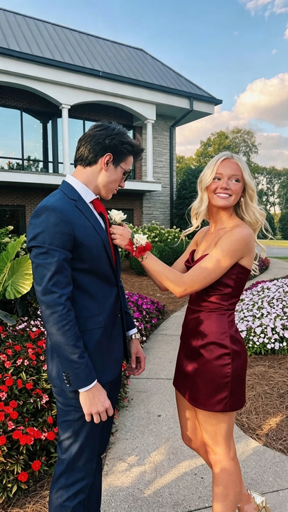 Red Strapless Tight Homecoming Dress,22th Birthday Party Dress Y2976