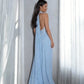 Classy Blue Halter Chiffon Lace Beaded Mermaid Evening Dress Backless Long Prom Gowns SP1814