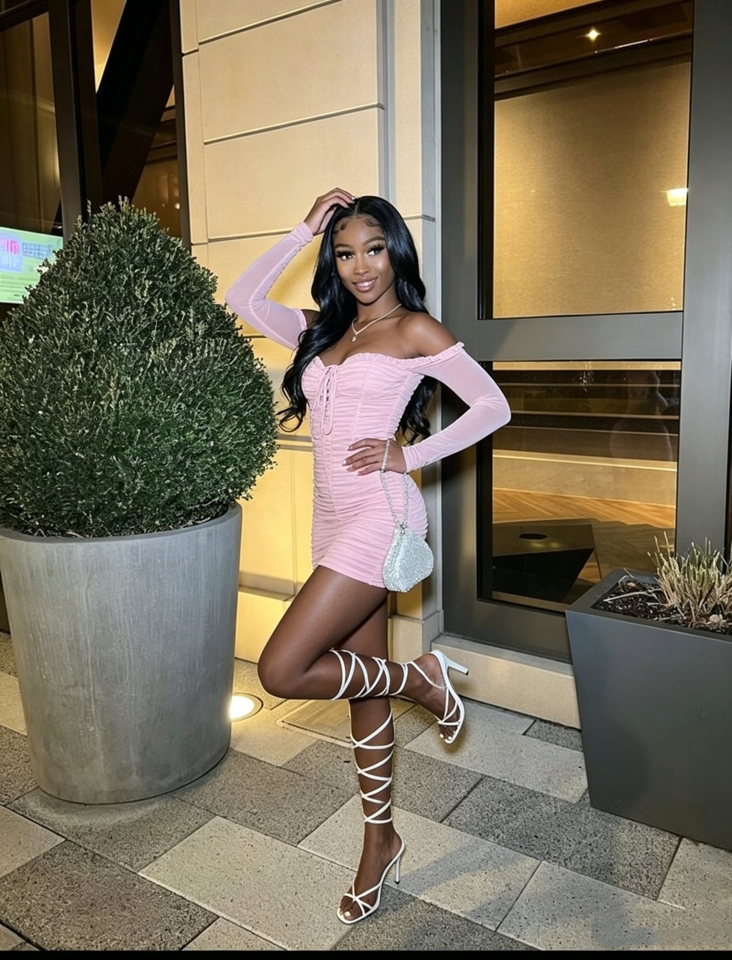 Black Girls 18th Outfit Pink Sexy Homecoming Dress Y22