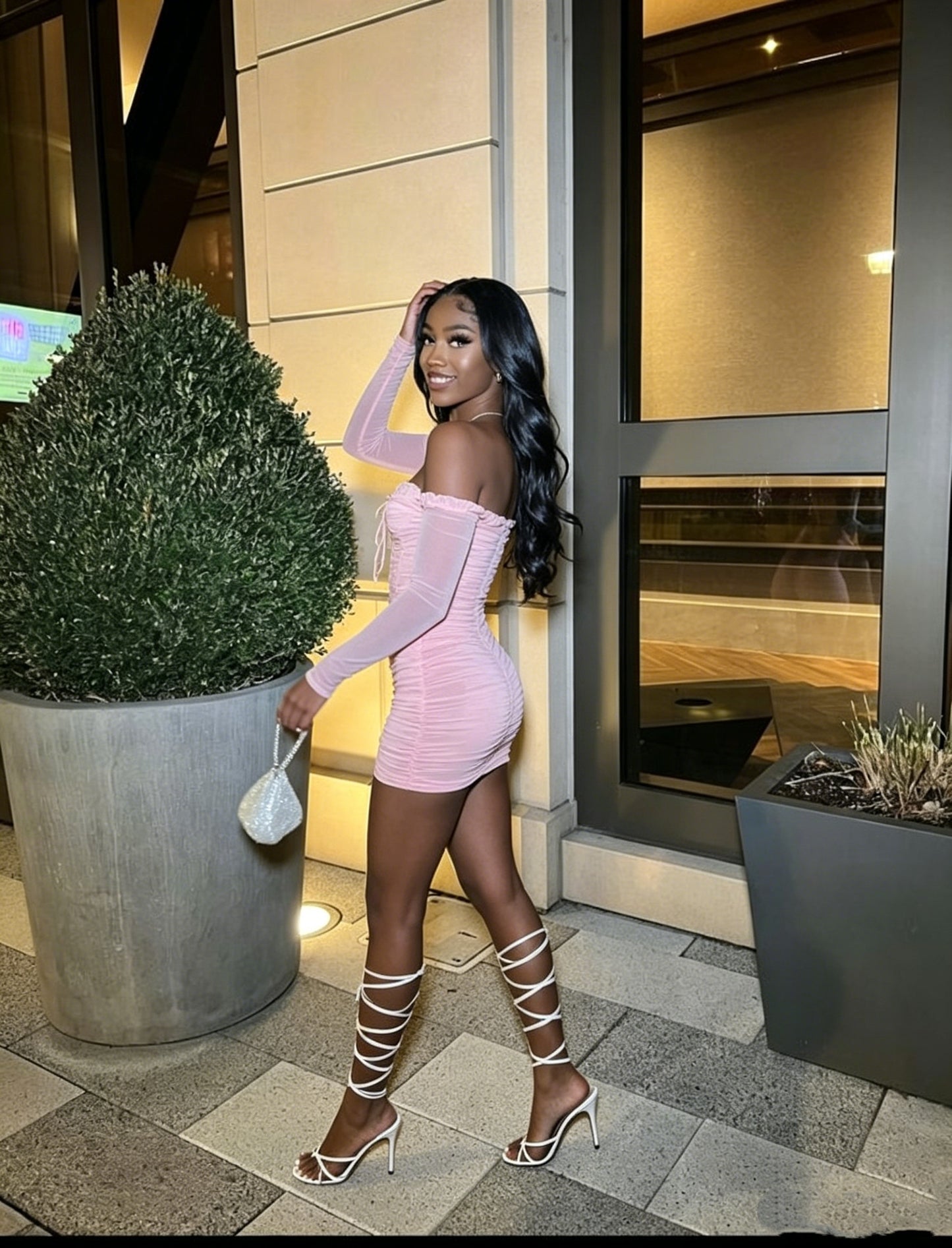 Black Girls 18th Outfit Pink Sexy Homecoming Dress Y22
