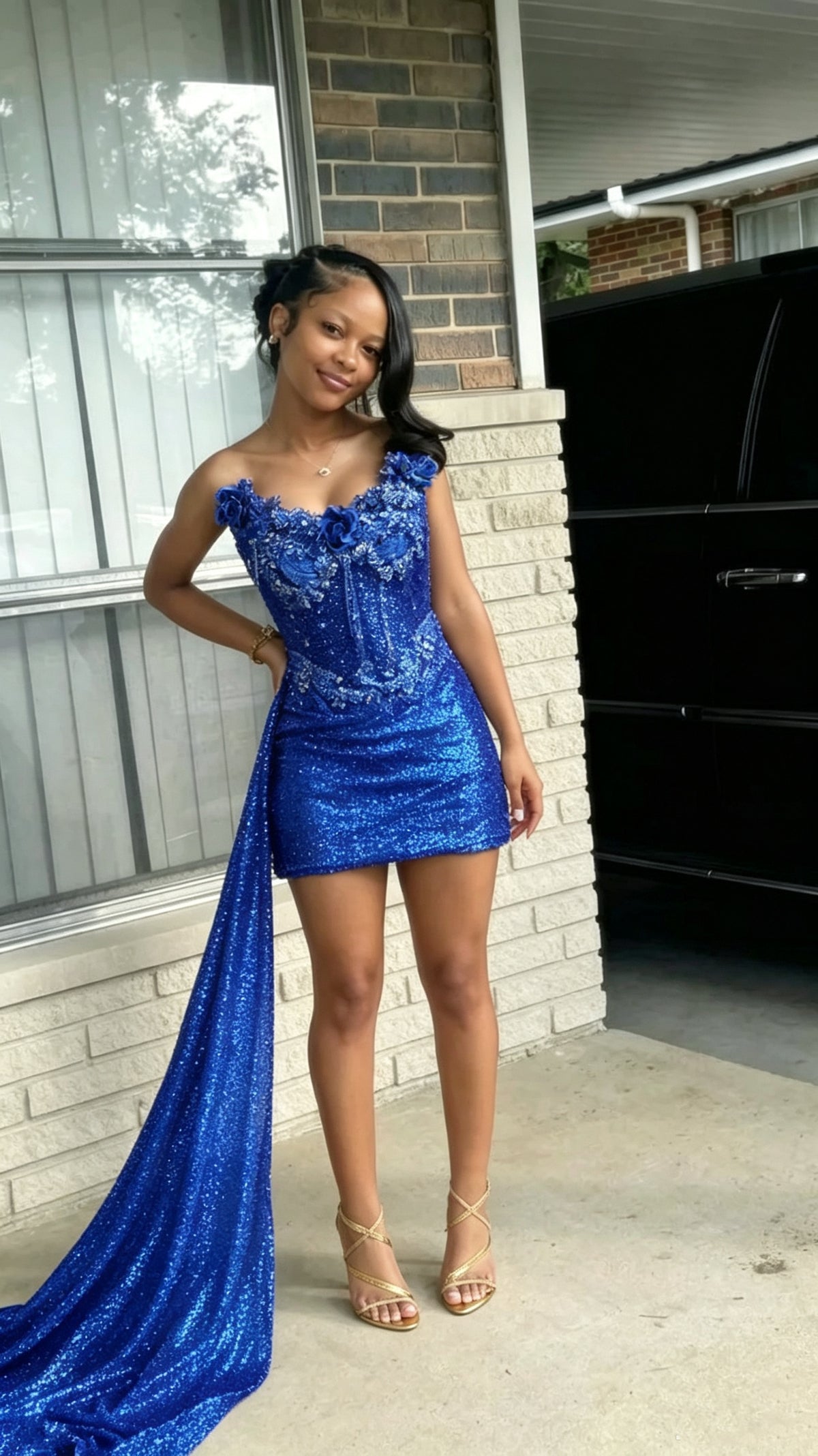 Gorgeous Strapless Gold Sequin Beaded Sheath Short Graduation Homecoming Dress Birthday Dress SP3472