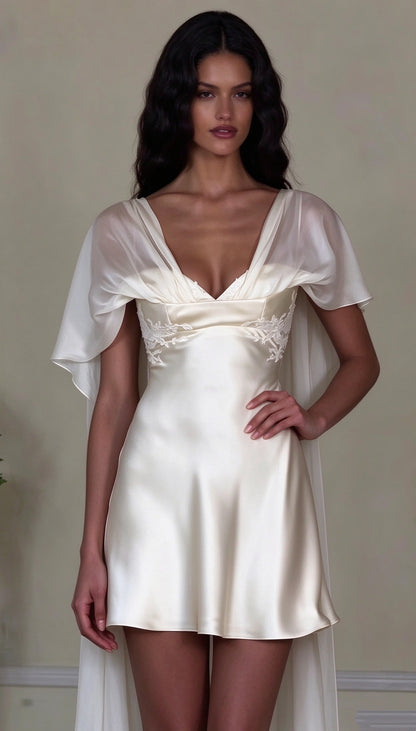 Elegant Off White Satin Appliques Short Homecoming Dress Birthday Dress SP3812