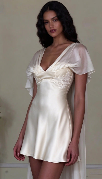 Elegant Off White Satin Appliques Short Homecoming Dress Birthday Dress SP3812