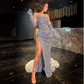 gorgeous red sequins prom dress long evening party gown Y176