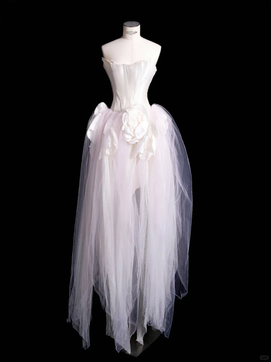 Fairy Light Pink Tulle Strapless Birthday Outfits Short Homecoming Dress Y9038