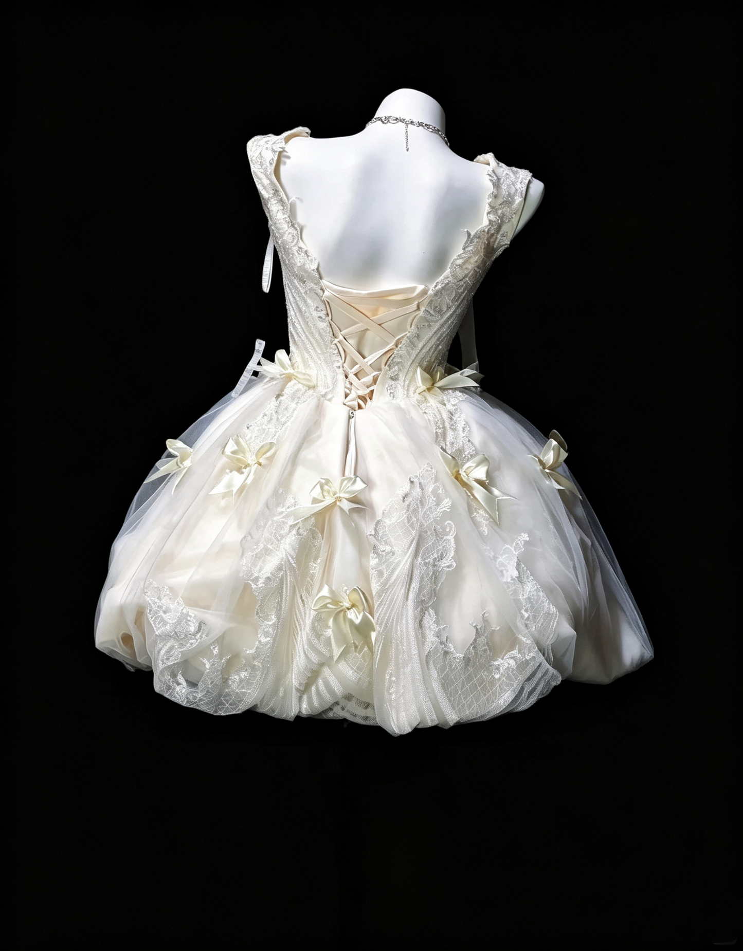 Cute Off White Appliques Bow A Line Short Birthday Outfits Homecoming Dress SP3156