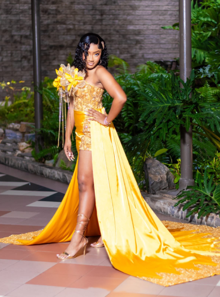 Gorgeous Yellow One Shoulder Satin Sequin 3D Floral Long Party Dress Evening Dress SP3176