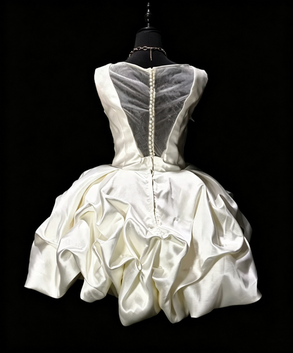 Elegant White Sleeveless Satin Pleated A Line Short Homecoming Dress Cocktail Dress SP3158