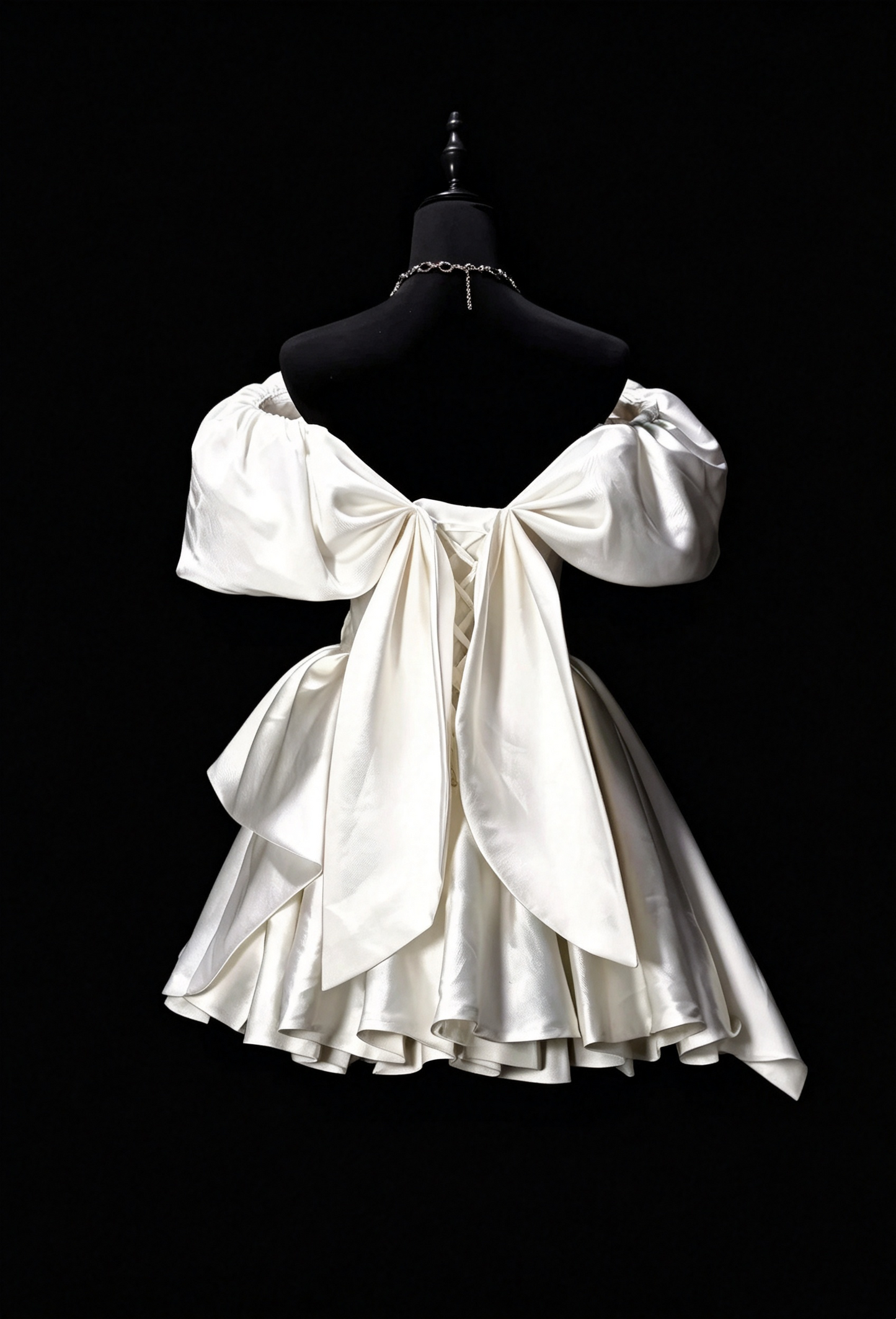 Elegant Off The Shoulder Satin A Line Mini Birthday Dress,White Short 6th Grade Homecoming Dress SP3157